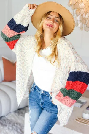 Haptics Multi Color Oversized Sweater Open Cardigan