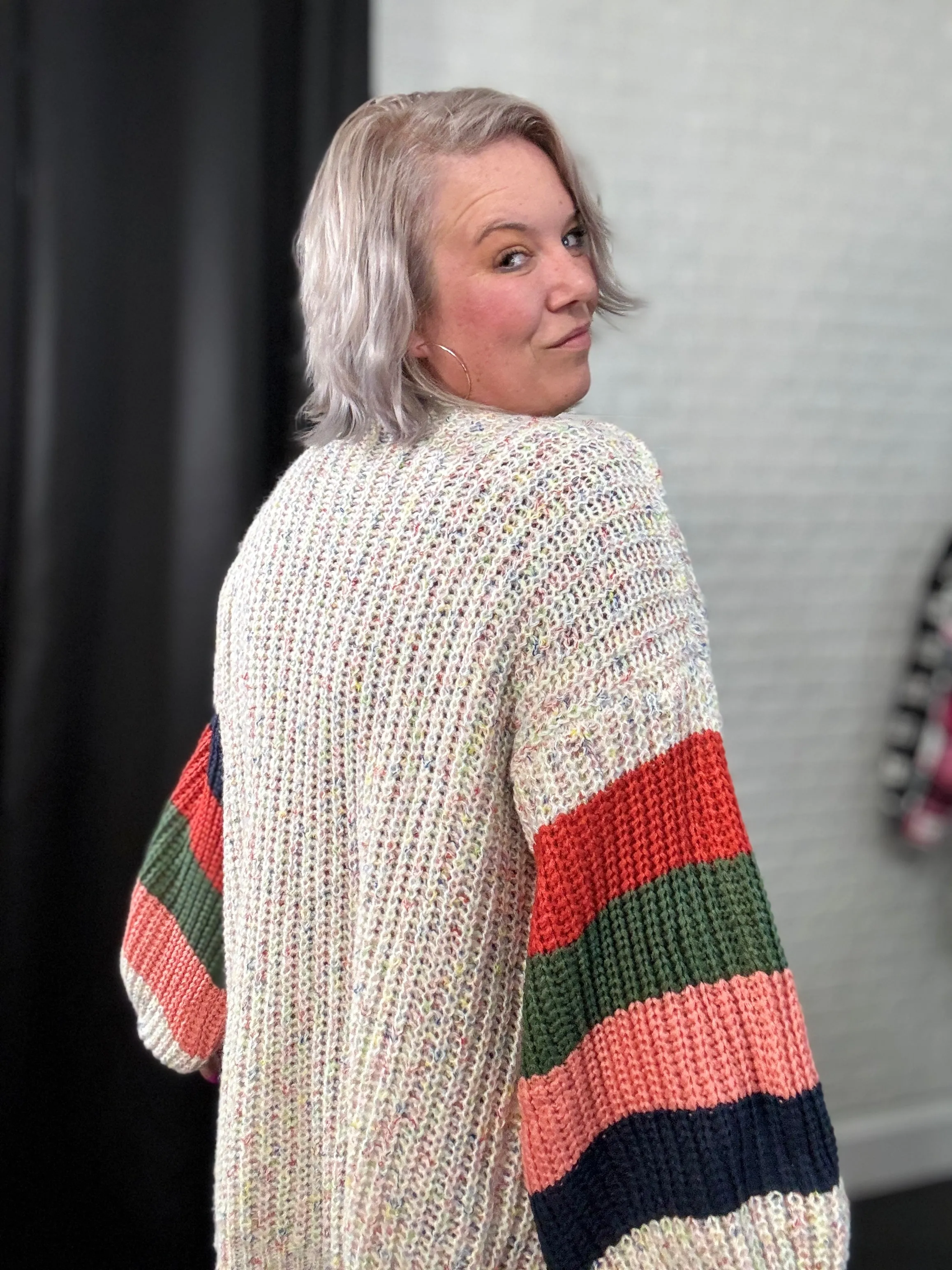 Haptics Multi Color Oversized Sweater Open Cardigan