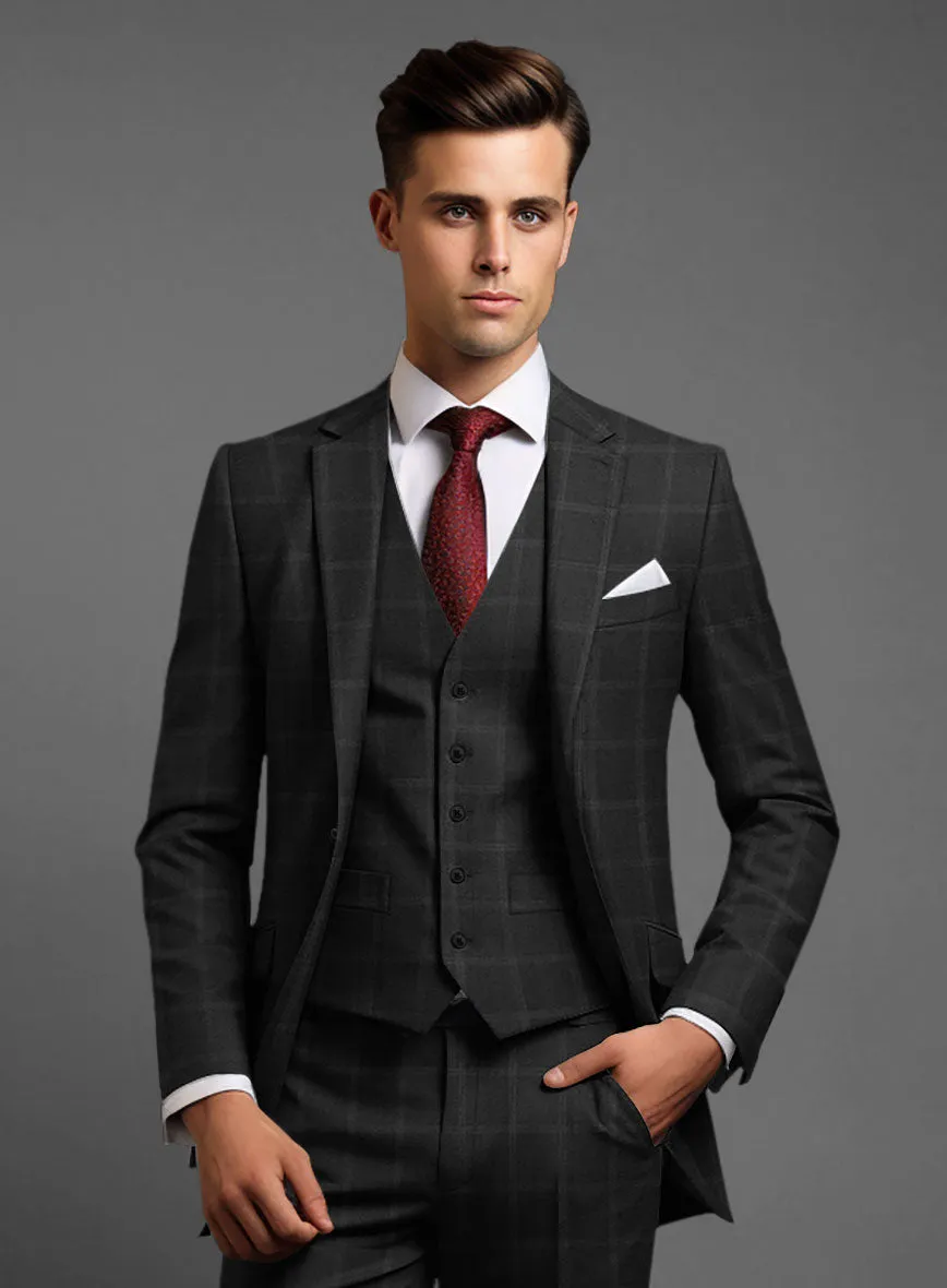 Hardy Minnis Charcoal Windowpane Wool Jacket