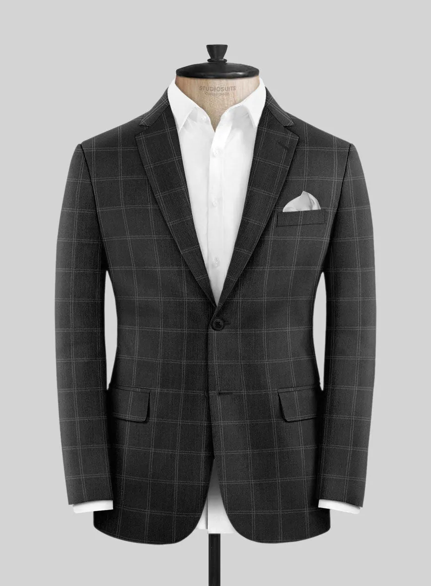 Hardy Minnis Charcoal Windowpane Wool Jacket