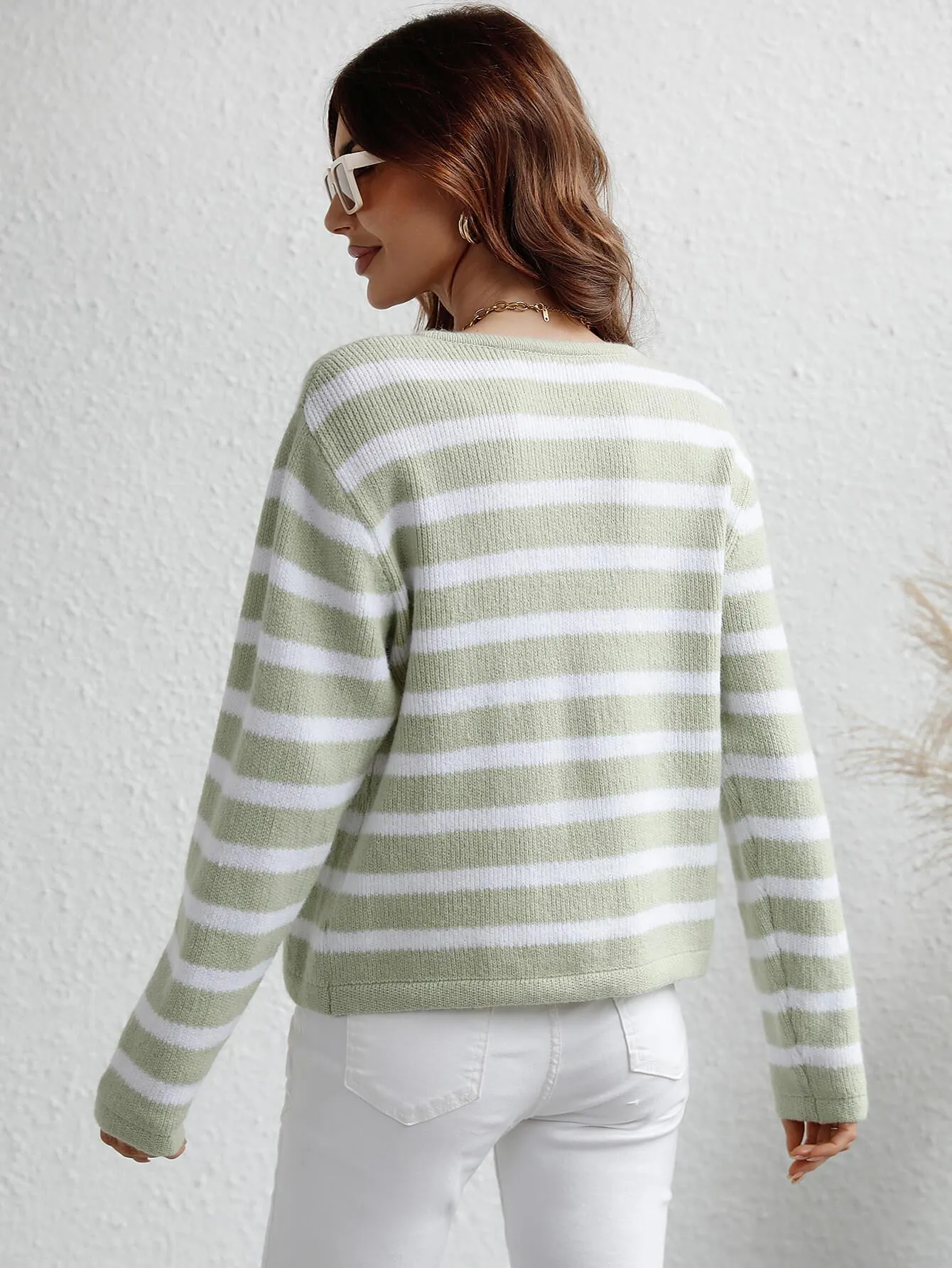 Hazel Blues® |  Striped Button Front Cardigan