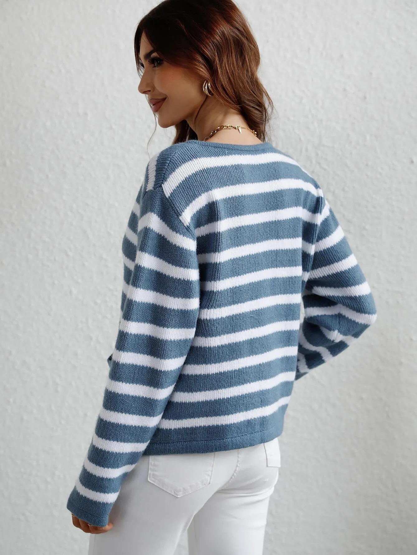 Hazel Blues® |  Striped Button Front Cardigan