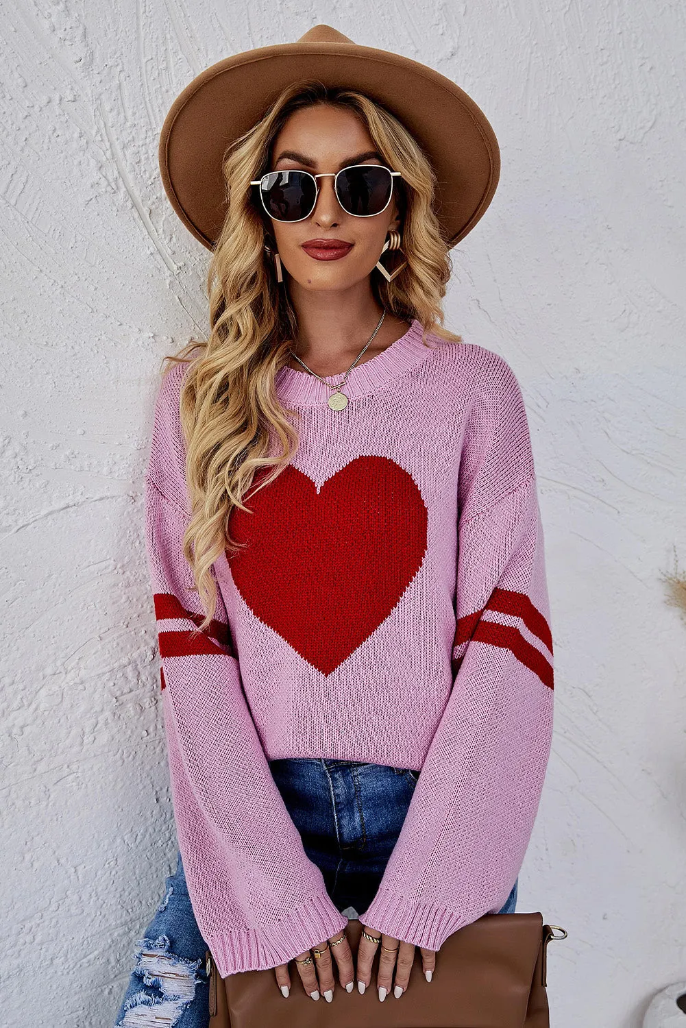 Heart Graphic Wide Sleeves Sweater