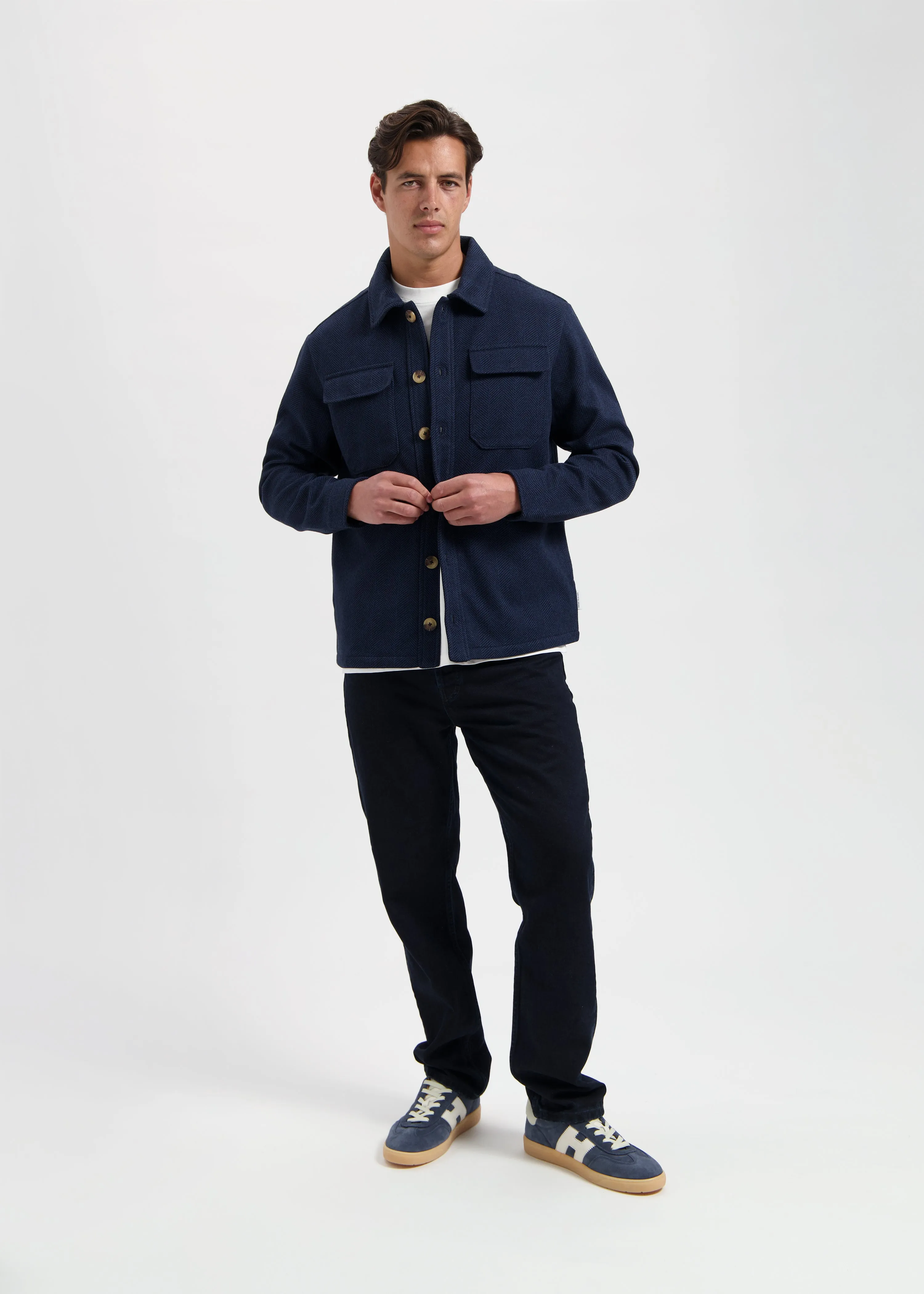 Herringbone Jacket - Navy Blue