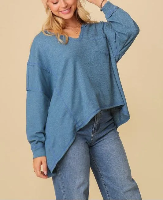 High Low Thermal Oversized Top