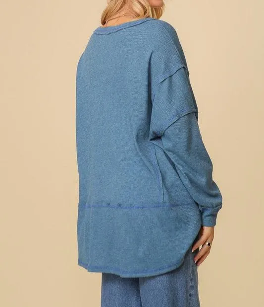 High Low Thermal Oversized Top