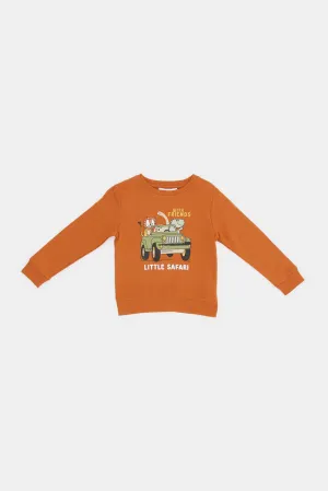 Infant Boys Tan Tiger Safari Printed Sweatshirts