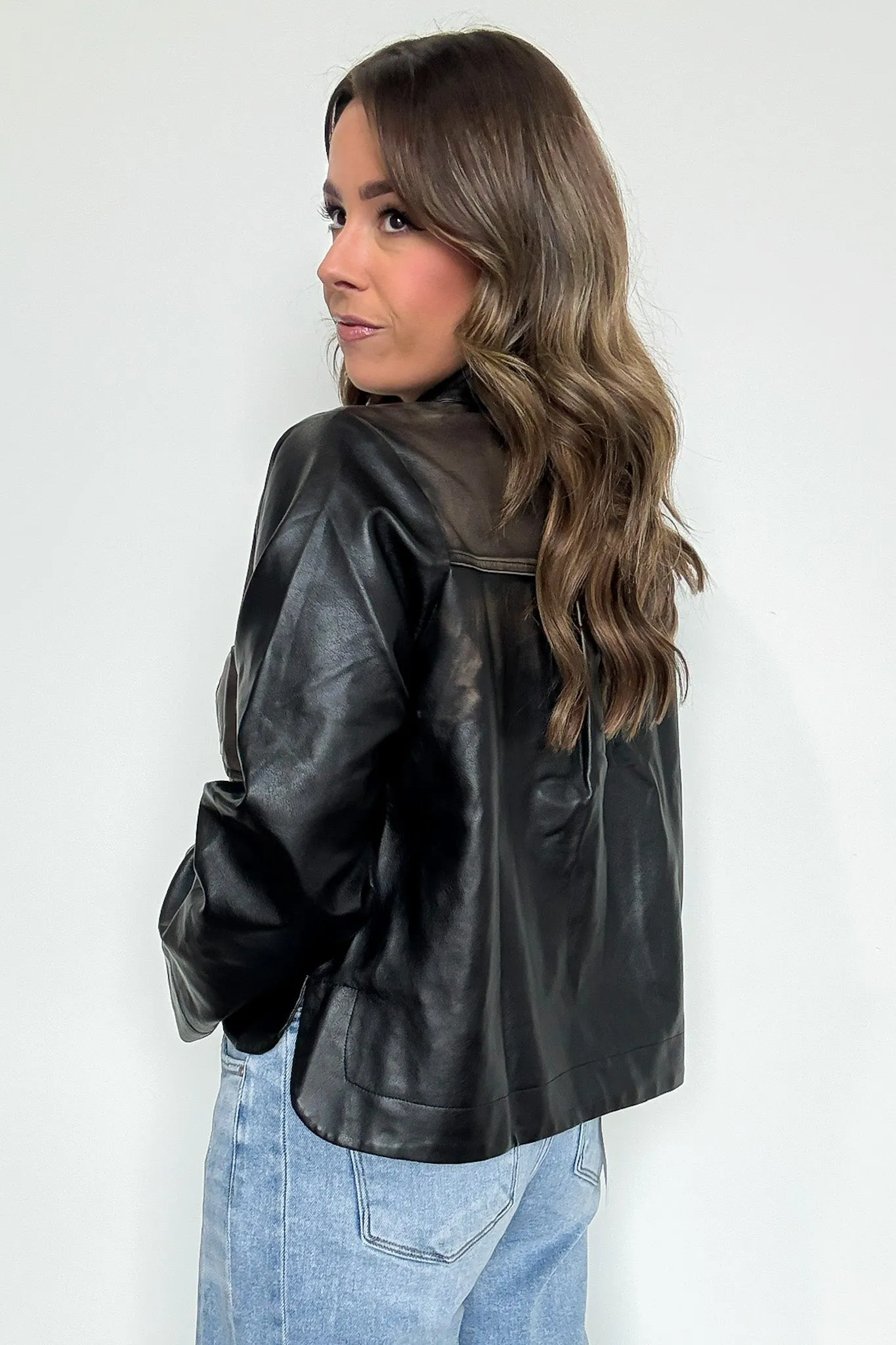 Invite Only Washed Faux Leather Jacket