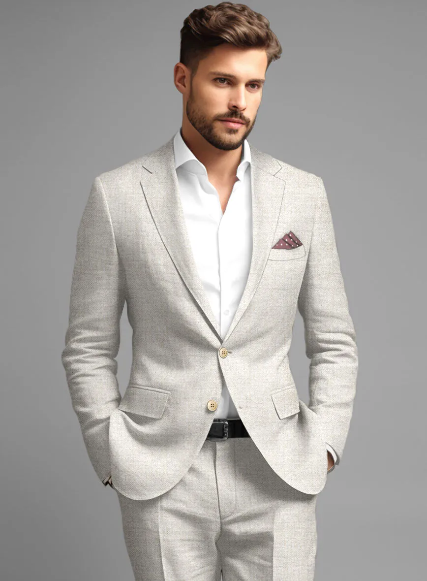 Italian Linen Herringbone Natural Beige Jacket