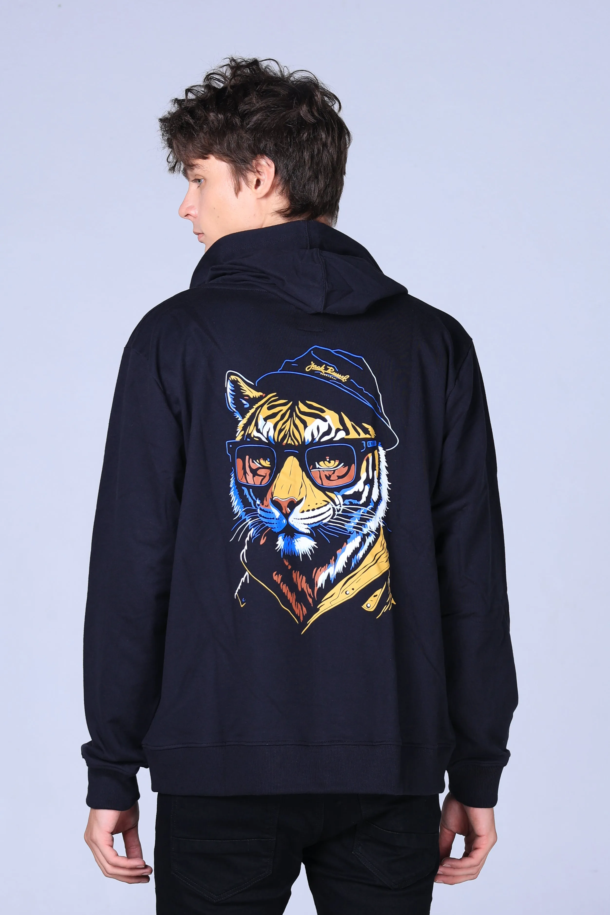 Jack Russel - Men Hoddies - Handwerk HD-102 Tiger Design Black/ Grey