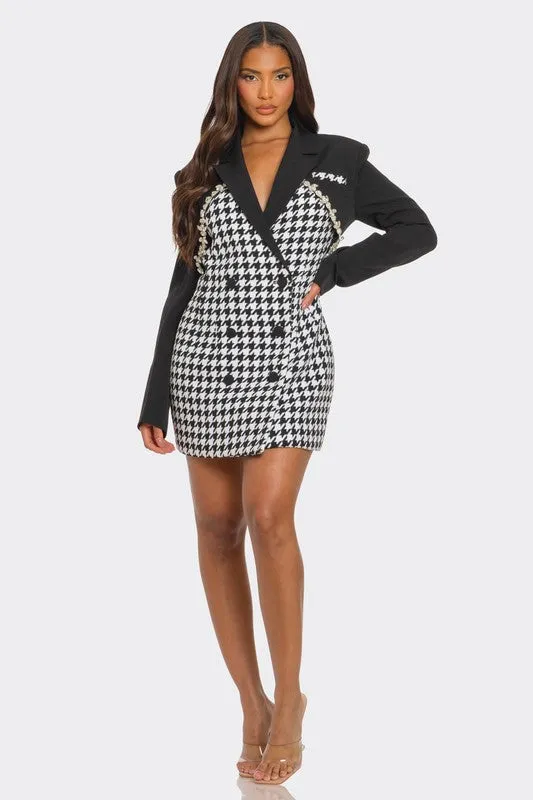 Jessie Houndstooth Blazer Dress