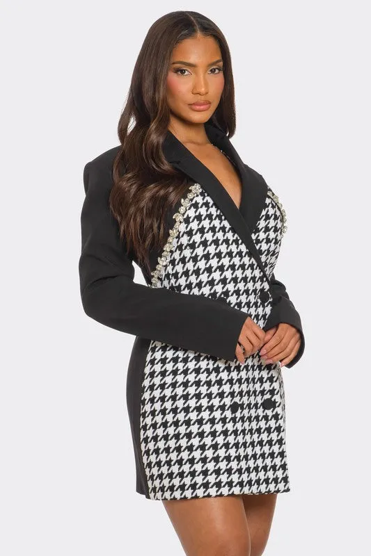 Jessie Houndstooth Blazer Dress