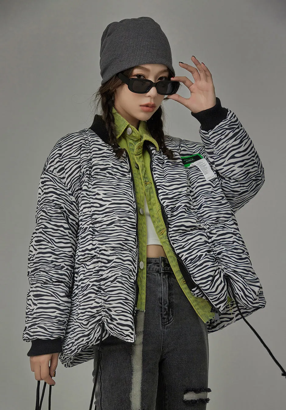 Just For The Look Zebra Patterned Padded Jacket