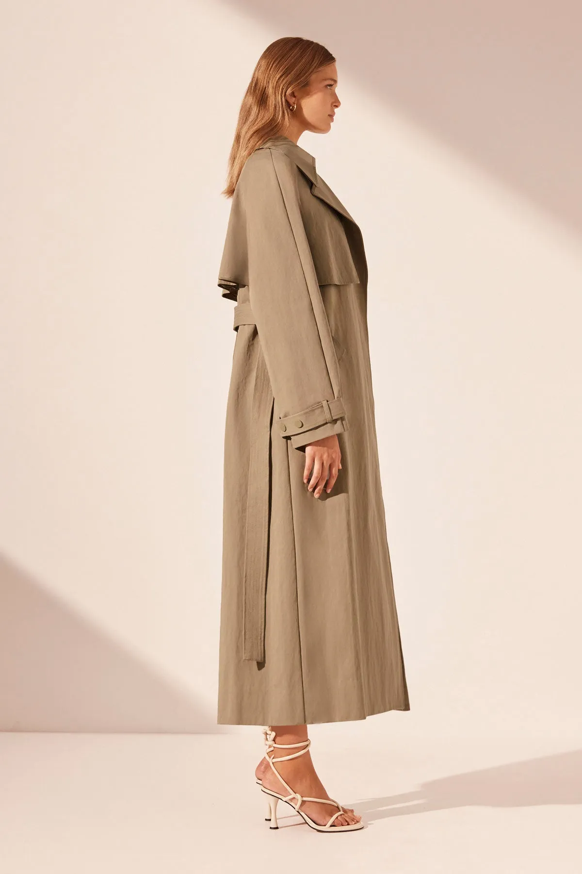 KAI RELAXED TRENCH COAT - GREY KHAKI