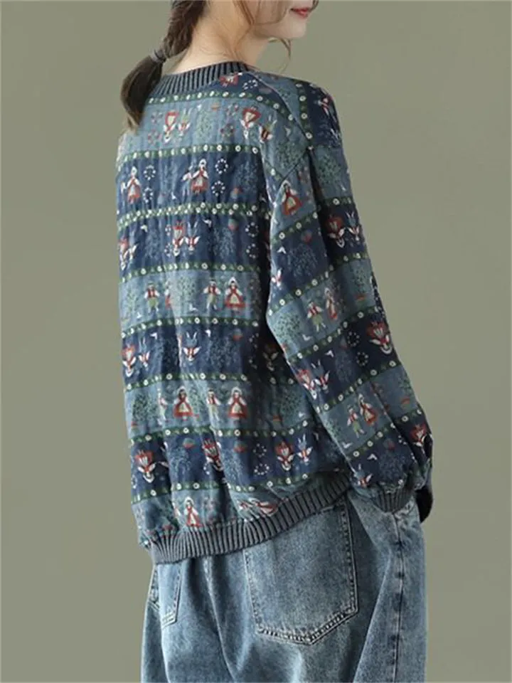 Ladies New Design Spring Autumn Printed Vintage Short Jackets