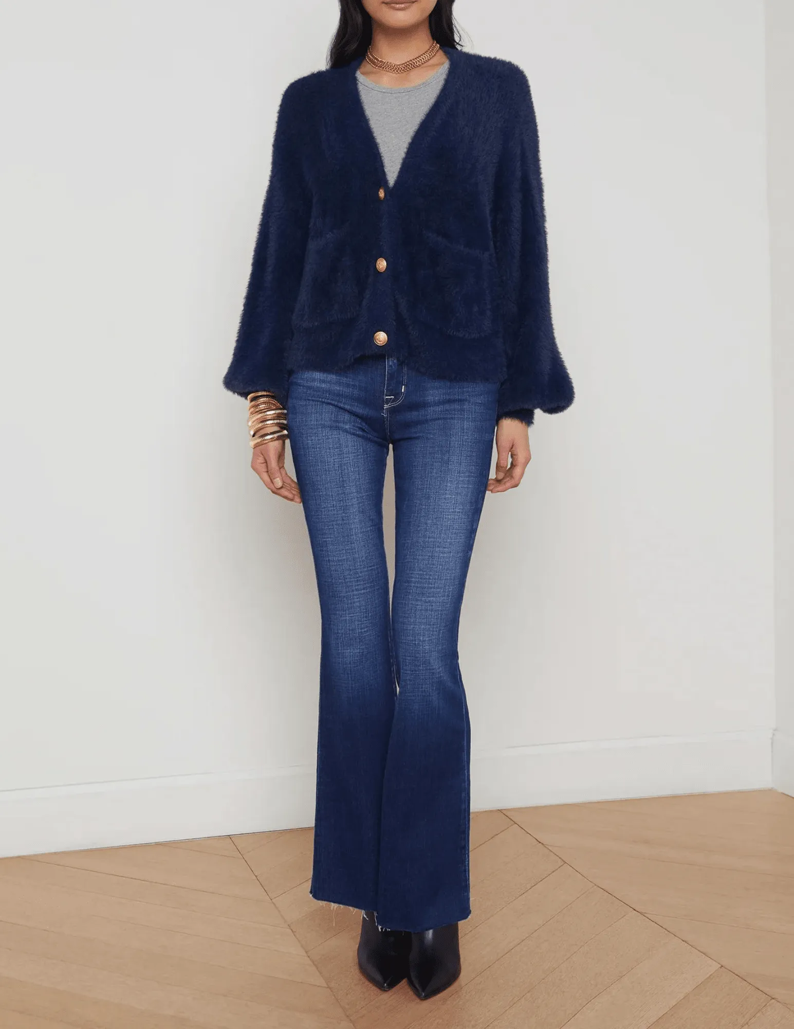 L'Agence Harriet Blouson Sleeve Cardigan