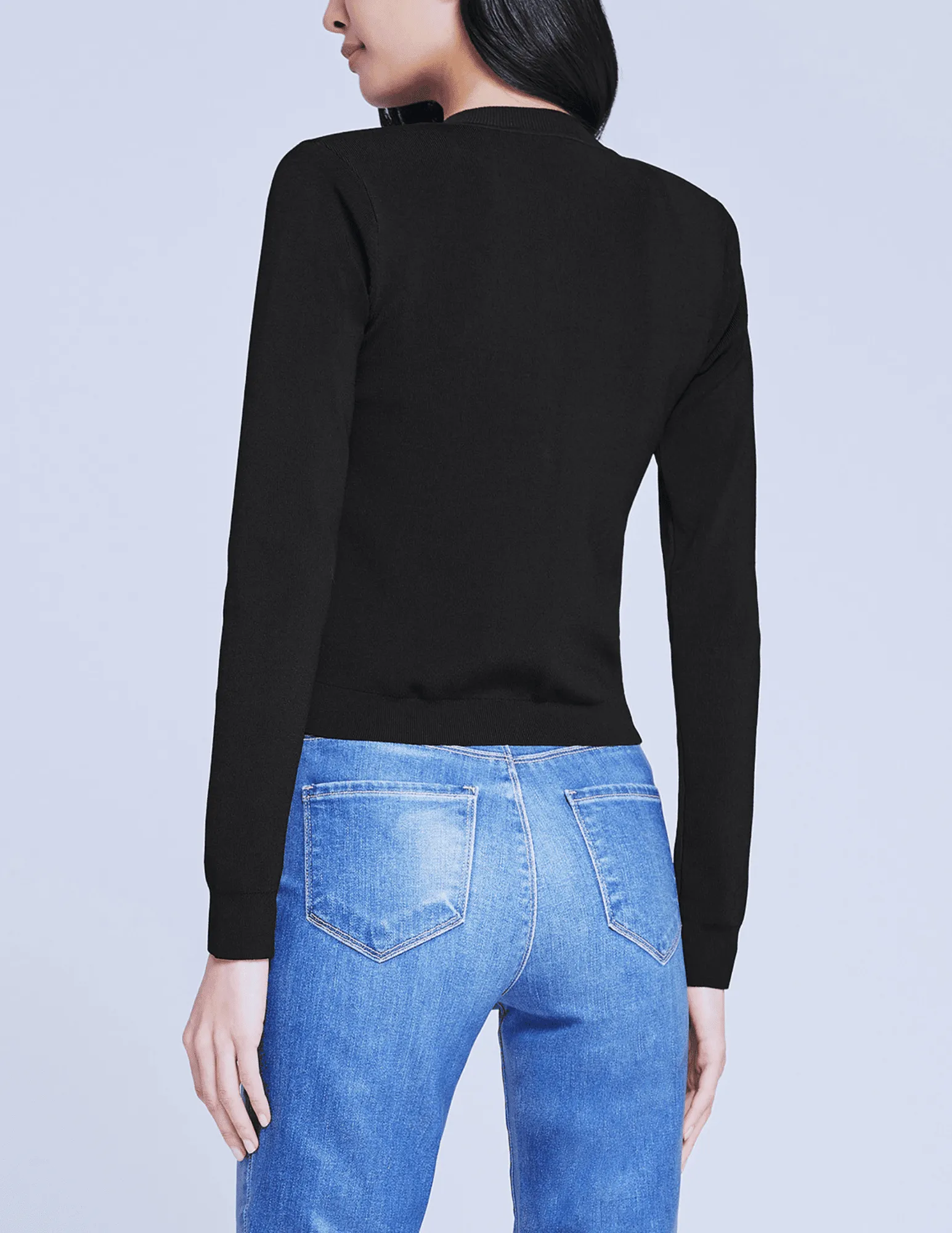 L'Agence Toulouse Cropped Crew Neck Cardigan