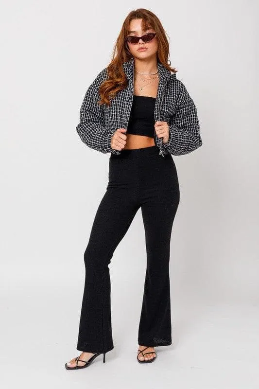 LE LIS Tweed Crop Puffer Jacket