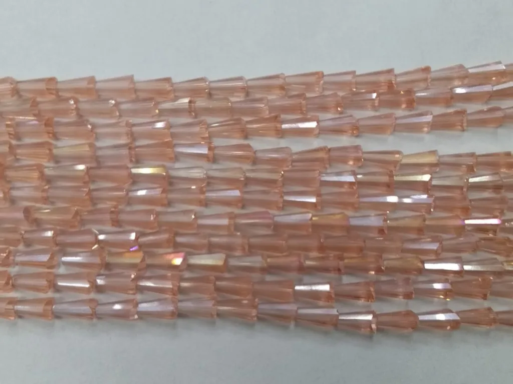 Light Pink Conical Crystal Glass Beads (Wholesale)