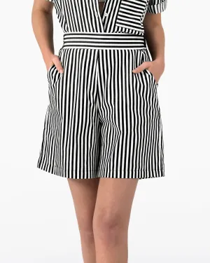 Livia Bermuda Shorts - Black and White Stripe