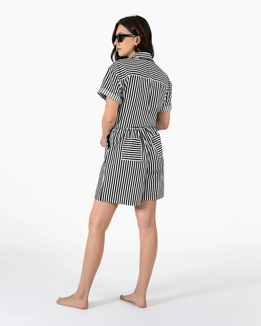 Livia Bermuda Shorts - Black and White Stripe