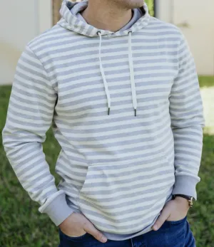 LOOPY LINES MCGEE - GREY/WHITE STRIPED HOODIE