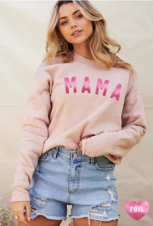 MAMA Foil Rose Graphic Sweatshirt