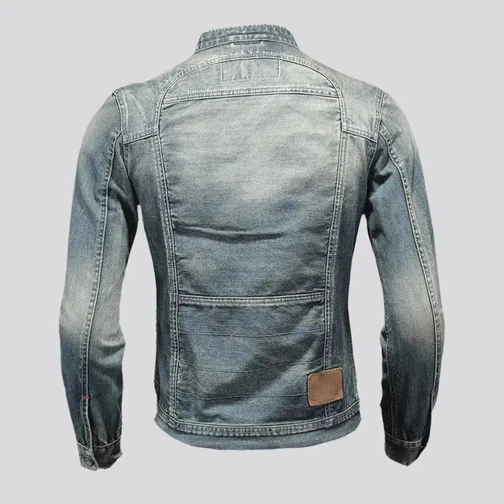 Medium wash sanded denim jacket