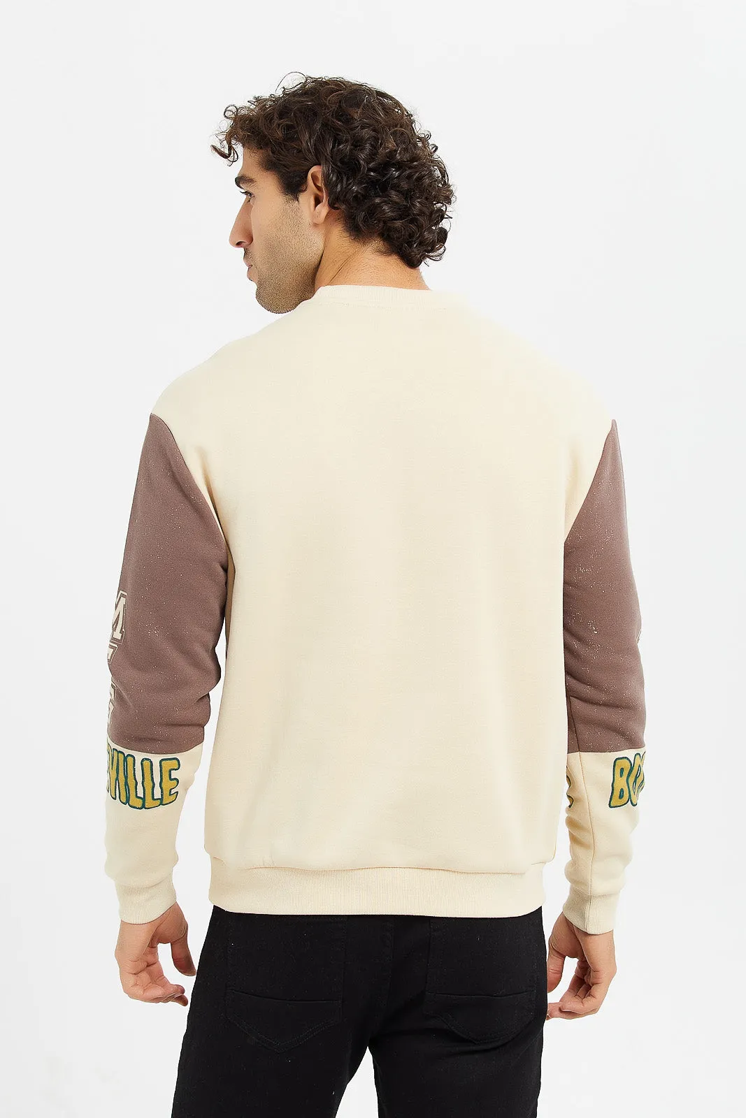 Men Beige Printed Sweatshirt