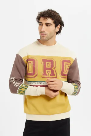 Men Beige Printed Sweatshirt