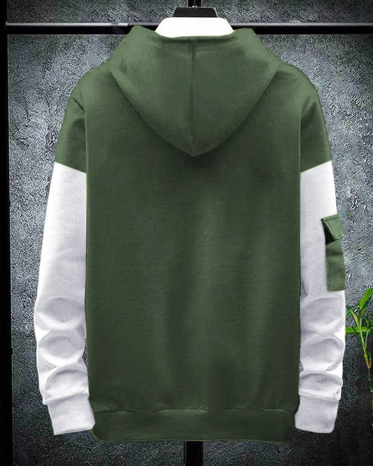 Mens Full Sleeve Color Block Sweatshirt / Olivegreen