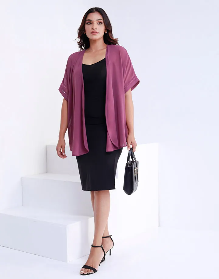 Open Front Cardigans with Ladder Inserts