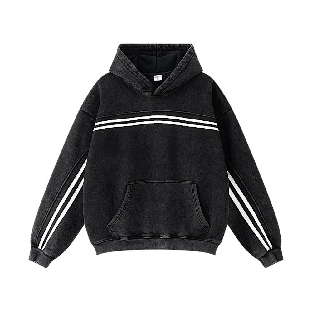 Overiszed fit pullover hoodie with graphic stripe