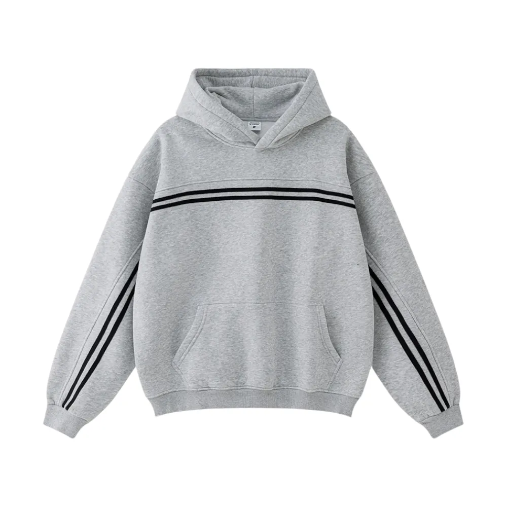 Overiszed fit pullover hoodie with graphic stripe