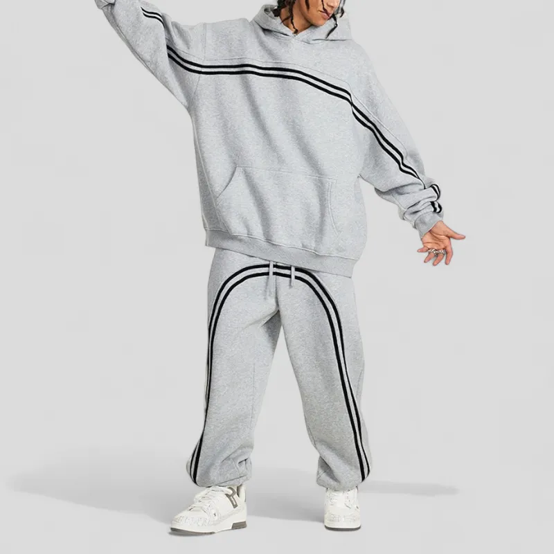 Overiszed fit pullover hoodie with graphic stripe