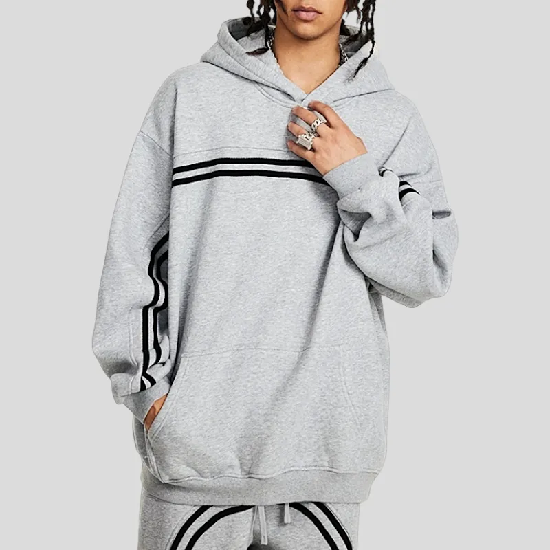 Overiszed fit pullover hoodie with graphic stripe