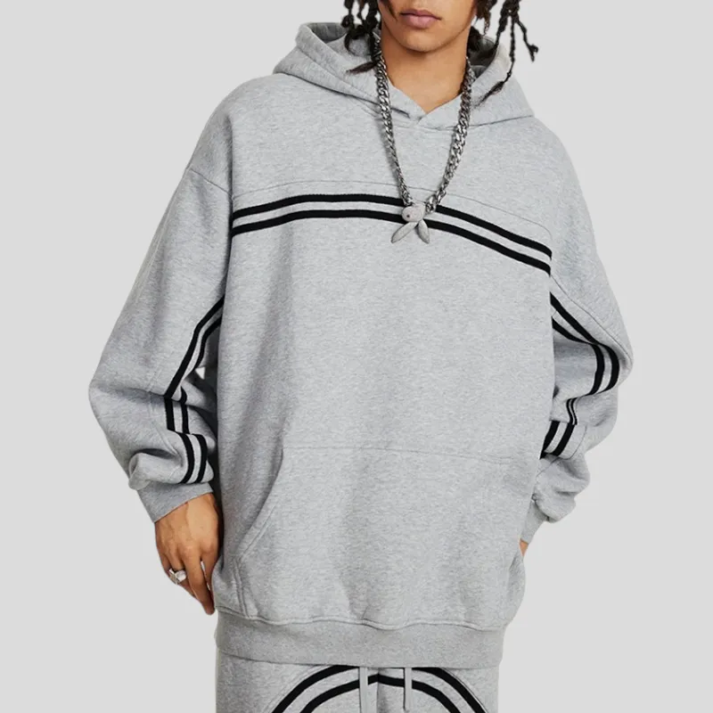 Overiszed fit pullover hoodie with graphic stripe