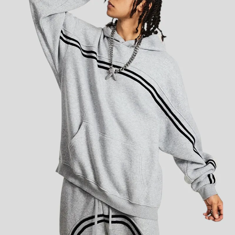 Overiszed fit pullover hoodie with graphic stripe