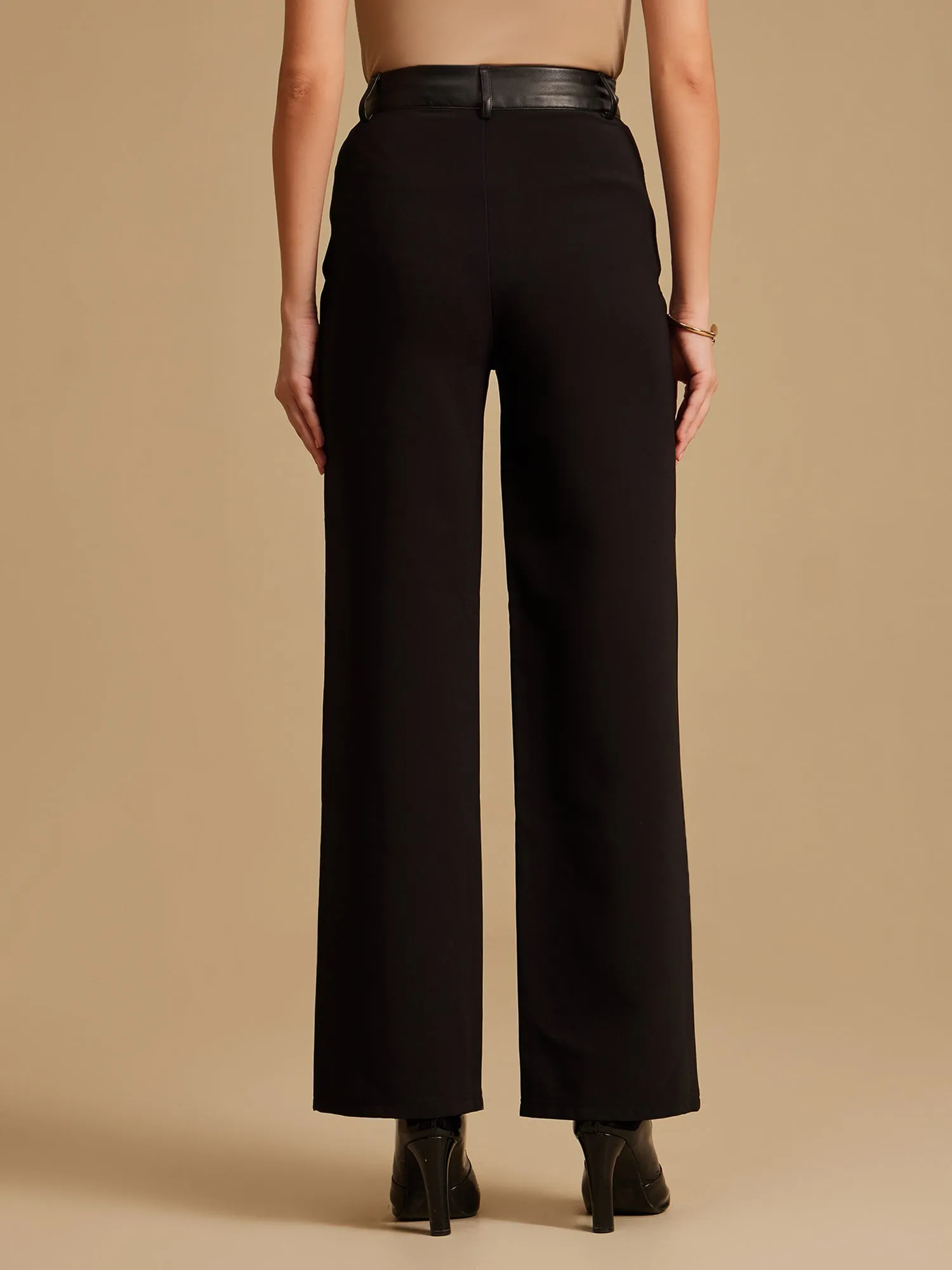 Paula Faux Leather Waistband Trousers