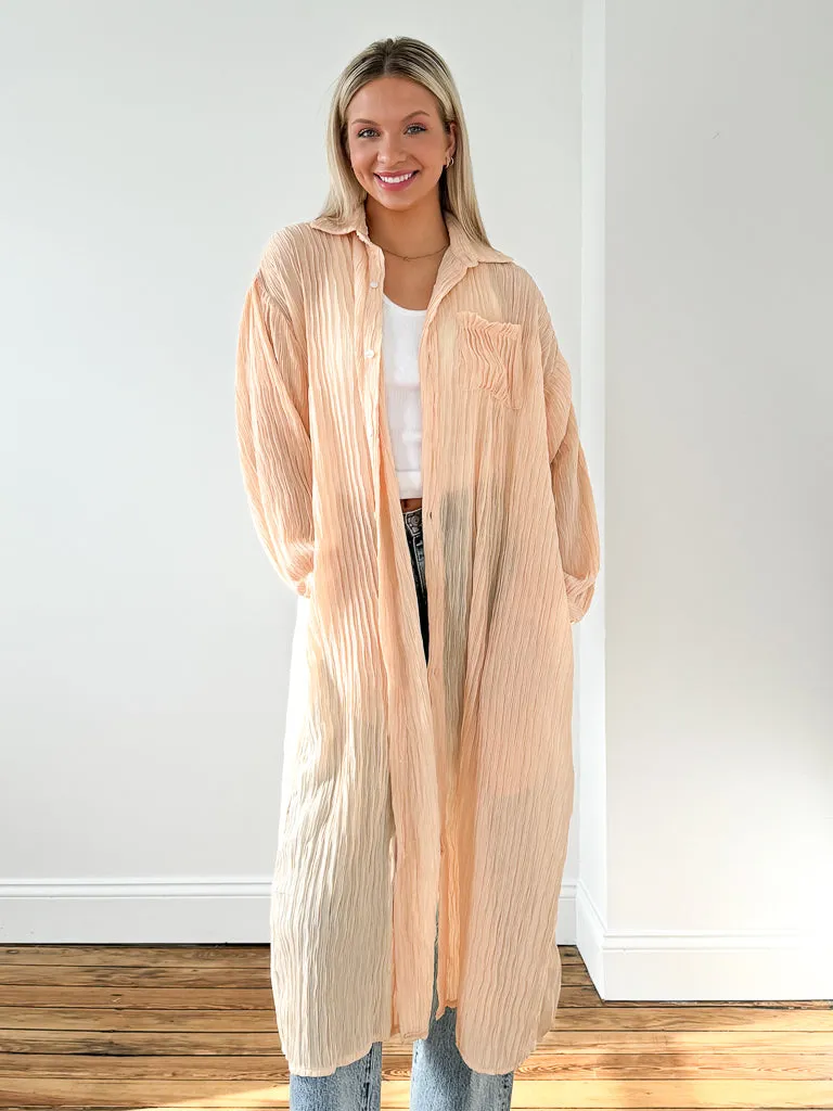 Pembrooke Button Down Duster  - Peachy