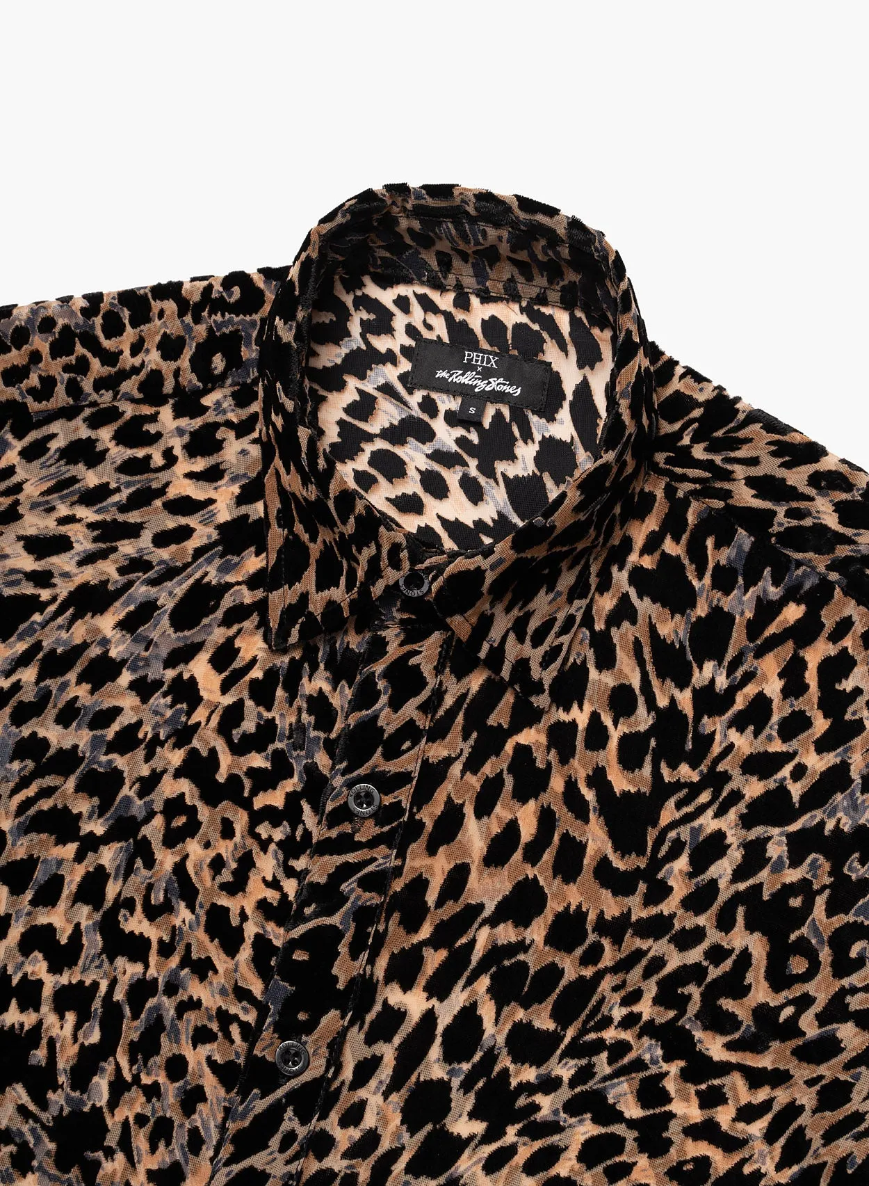 Phix X Rolling Stones Semi Sheer Leopard Effect Velvet Shirt