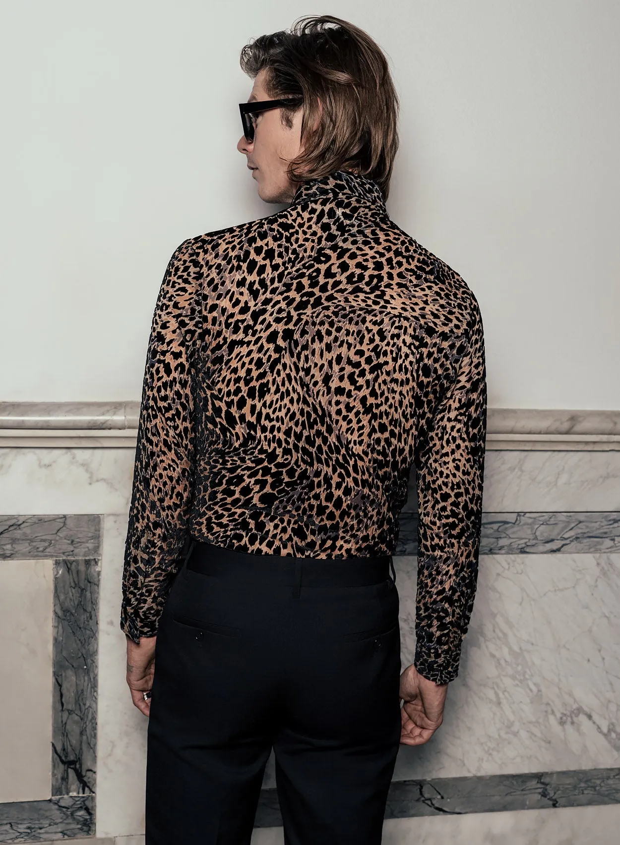 Phix X Rolling Stones Semi Sheer Leopard Effect Velvet Shirt