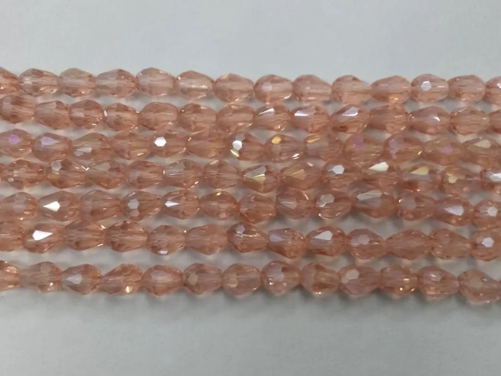 Pink Drop Crystal Glass Beads (Wholesale)