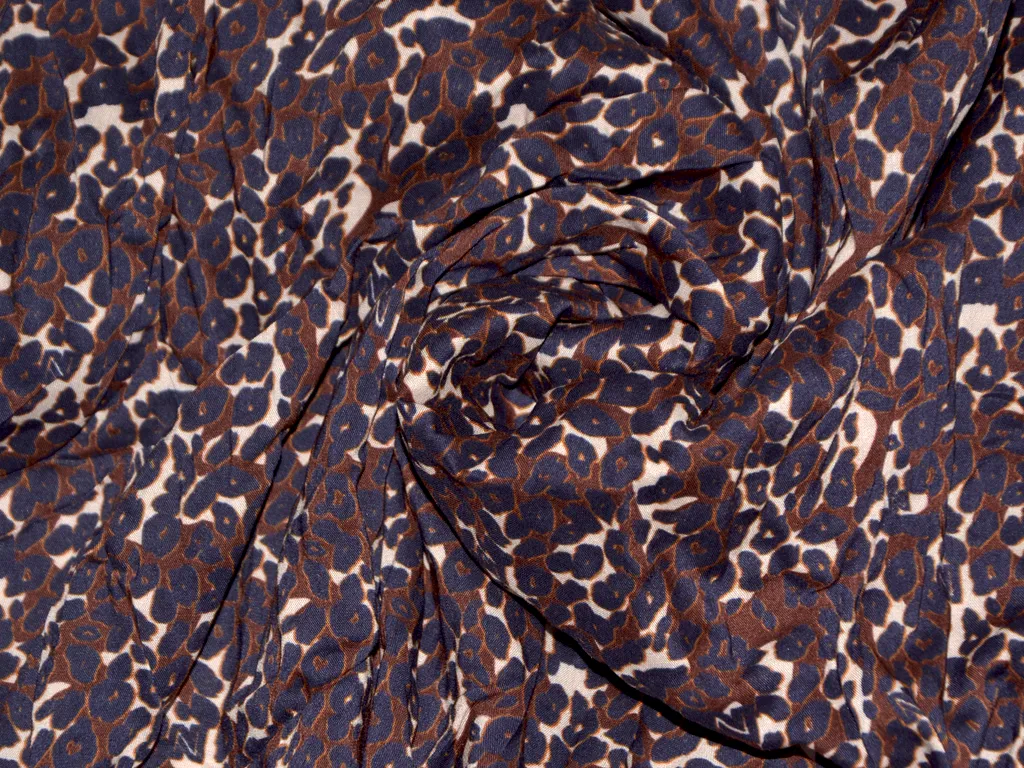 Precuts Brown & Blue Abstract Printed Cotton Satin Fabric