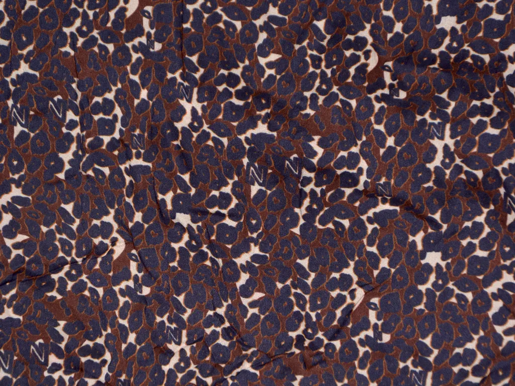 Precuts Brown & Blue Abstract Printed Cotton Satin Fabric