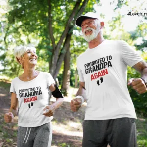 Pregnancy Reveal Matching Outfits: Promoted to Grandpa & Grandma Again Set