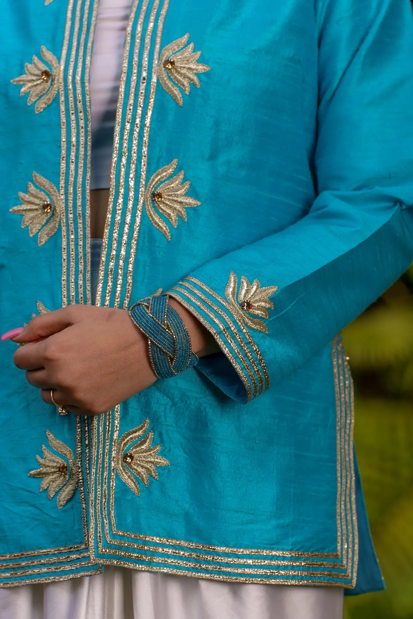 Pure Silk Dupion Hand Embroidered Jacket