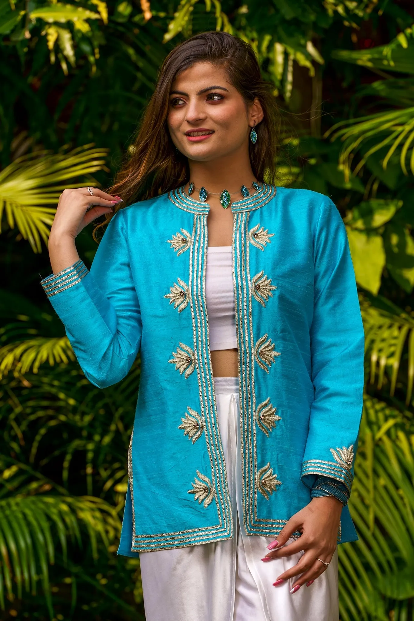 Pure Silk Dupion Hand Embroidered Jacket