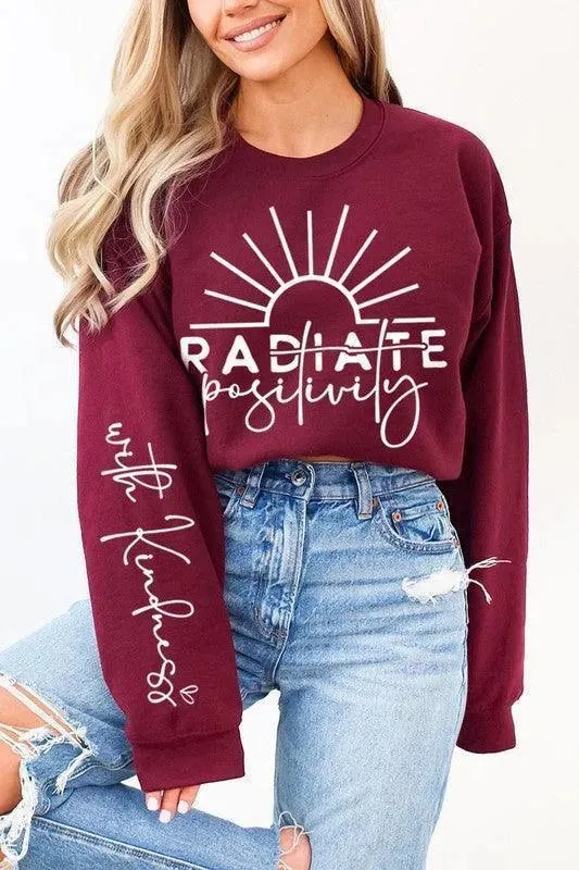 Radiate Positivity Graphic Fleece Sweatshirts