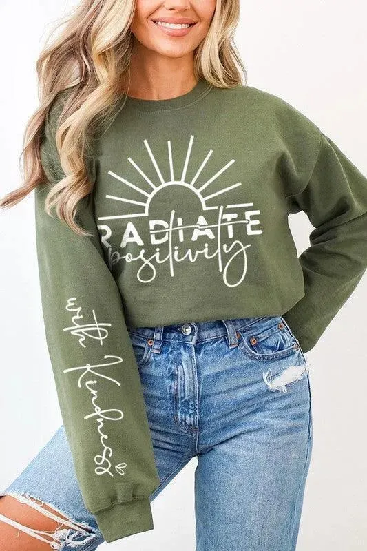 Radiate Positivity Graphic Fleece Sweatshirts